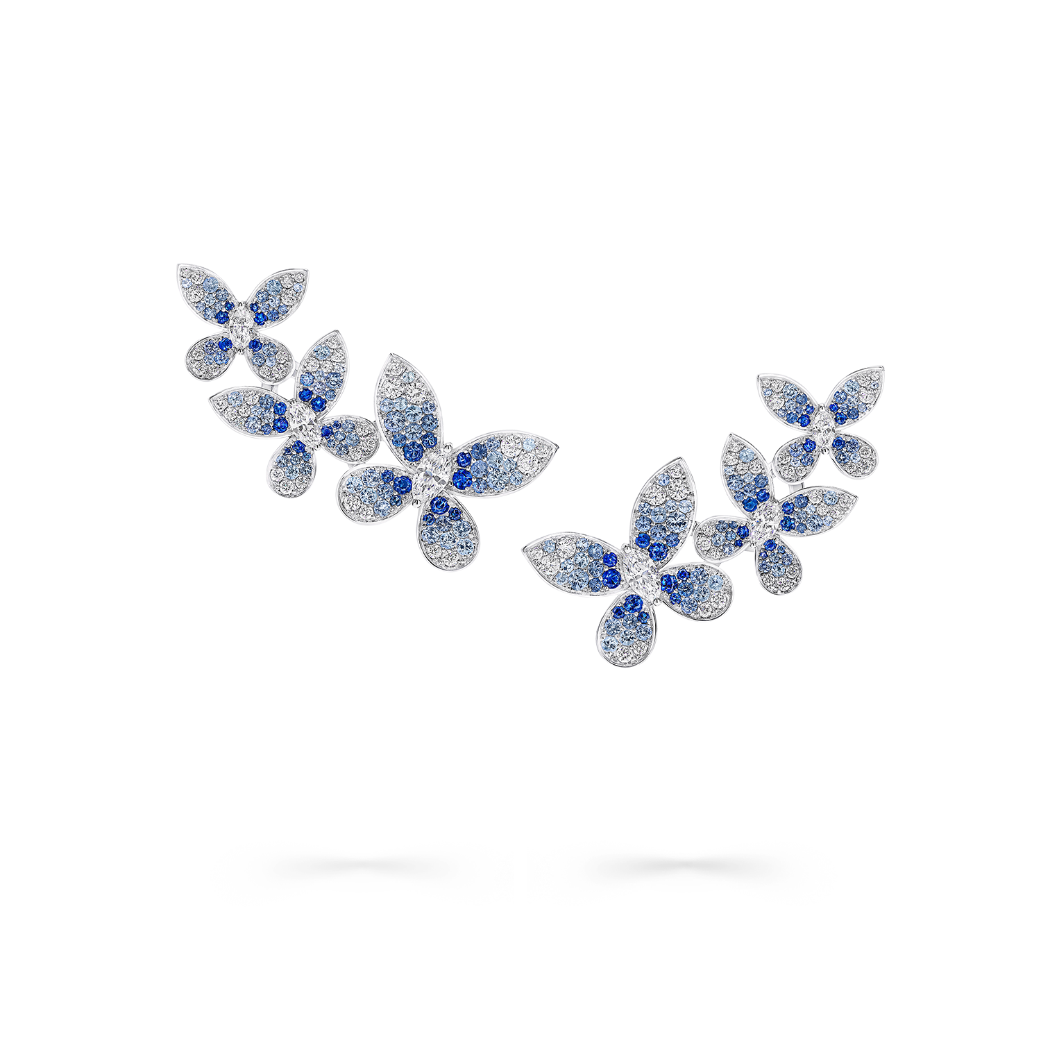   Butterfly Sapphire, Paraiba Tourmaline and Diamond Ear Climbers 