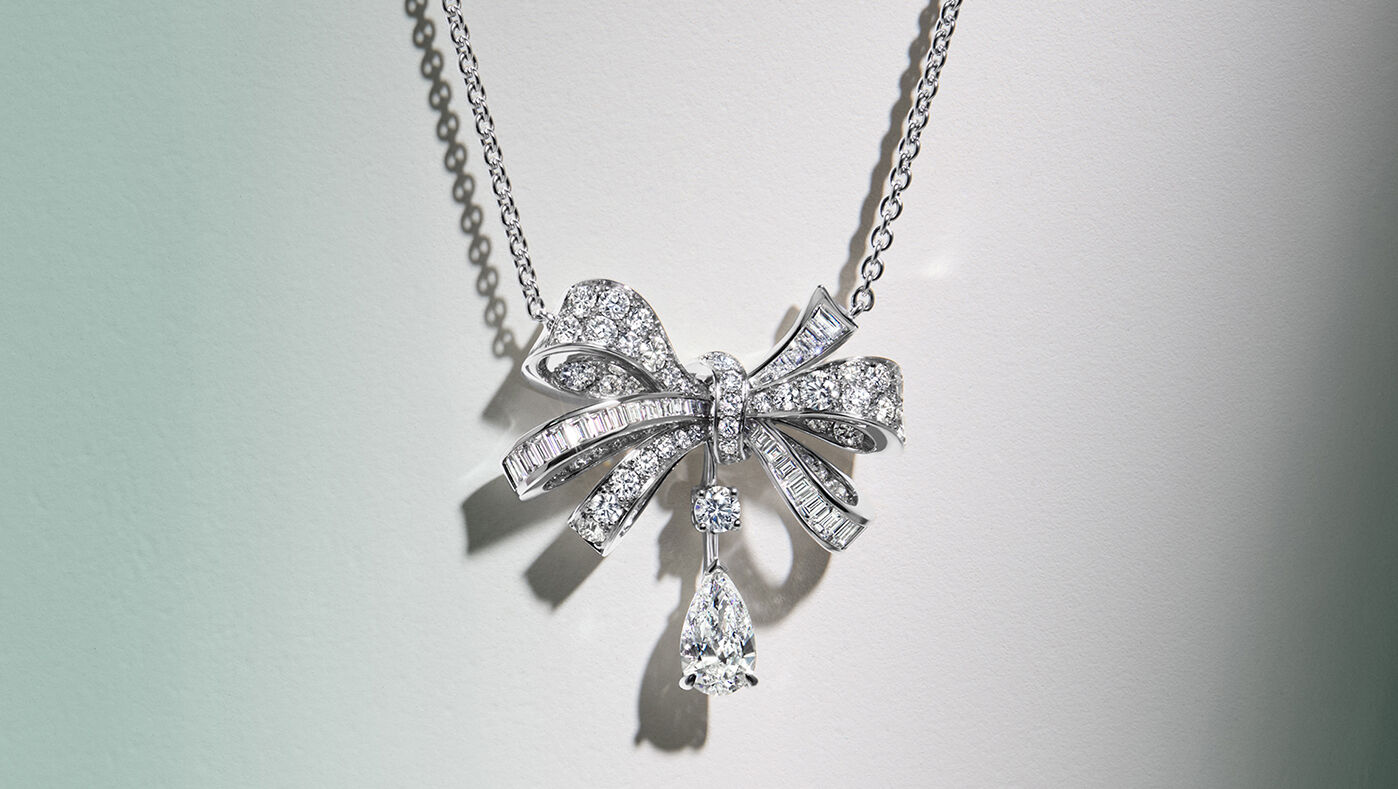 Graff collections - image shows Tilda's Bow diamond necklace 