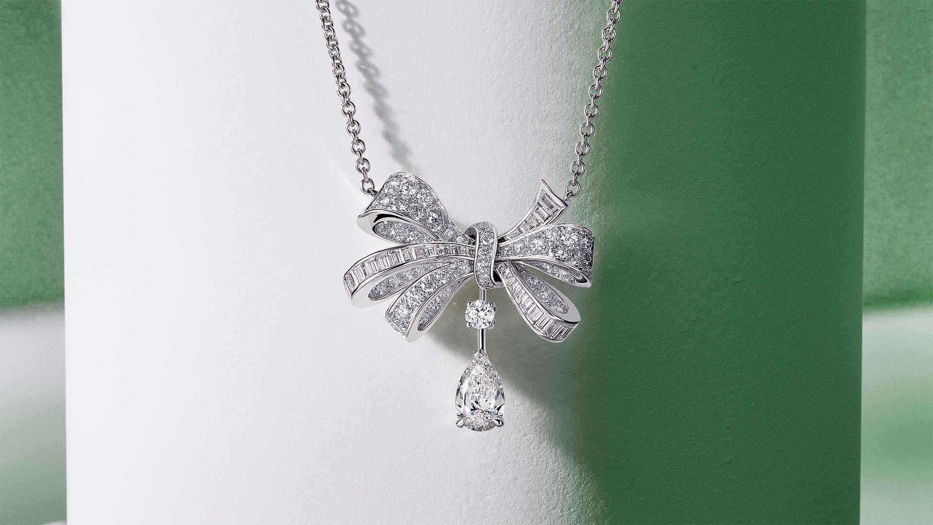 Image shows Graff Tilda's Bow necklace and ring 