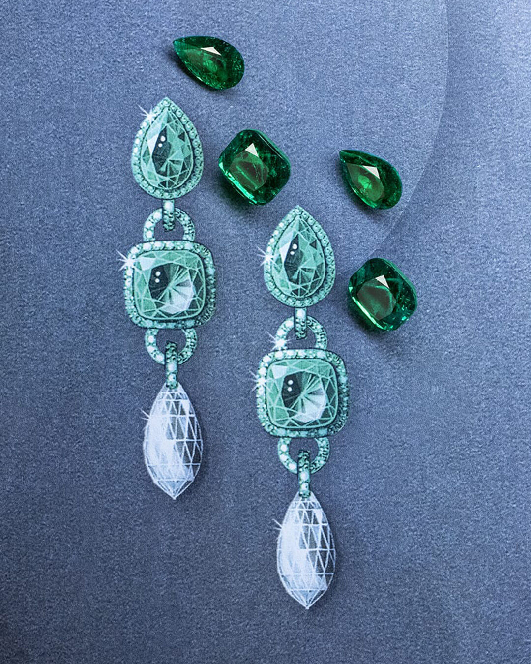 Image of Graff Emerald and White Diamond Solitaire ring being assembled in Graff workshop