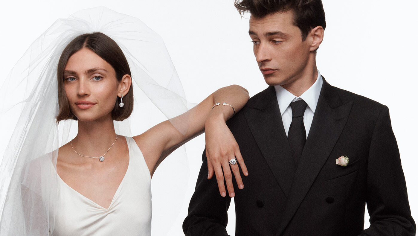 Image of models wearing Graff Icon White Diamond Jewellery