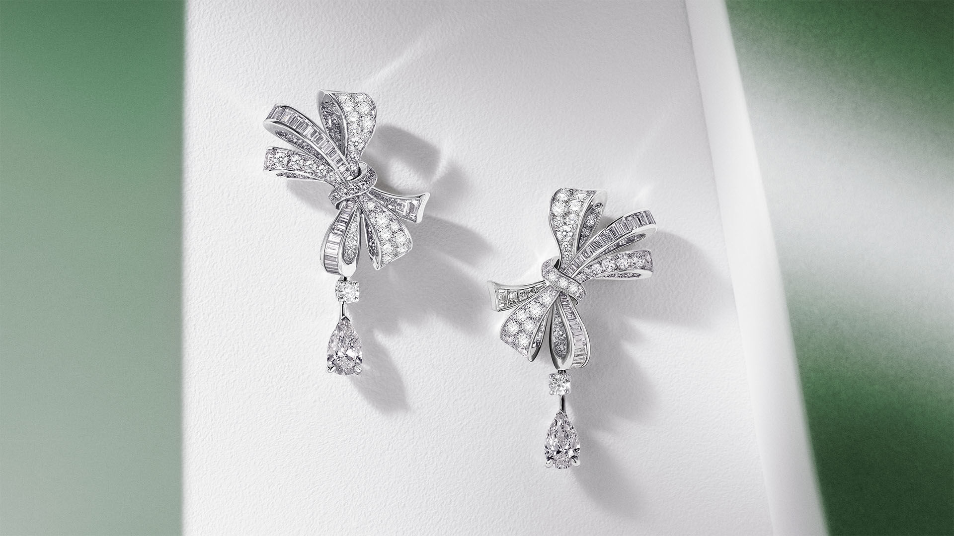 Image of Graff Tilda's Bow Pear Shape Drop White Diamond Earrings