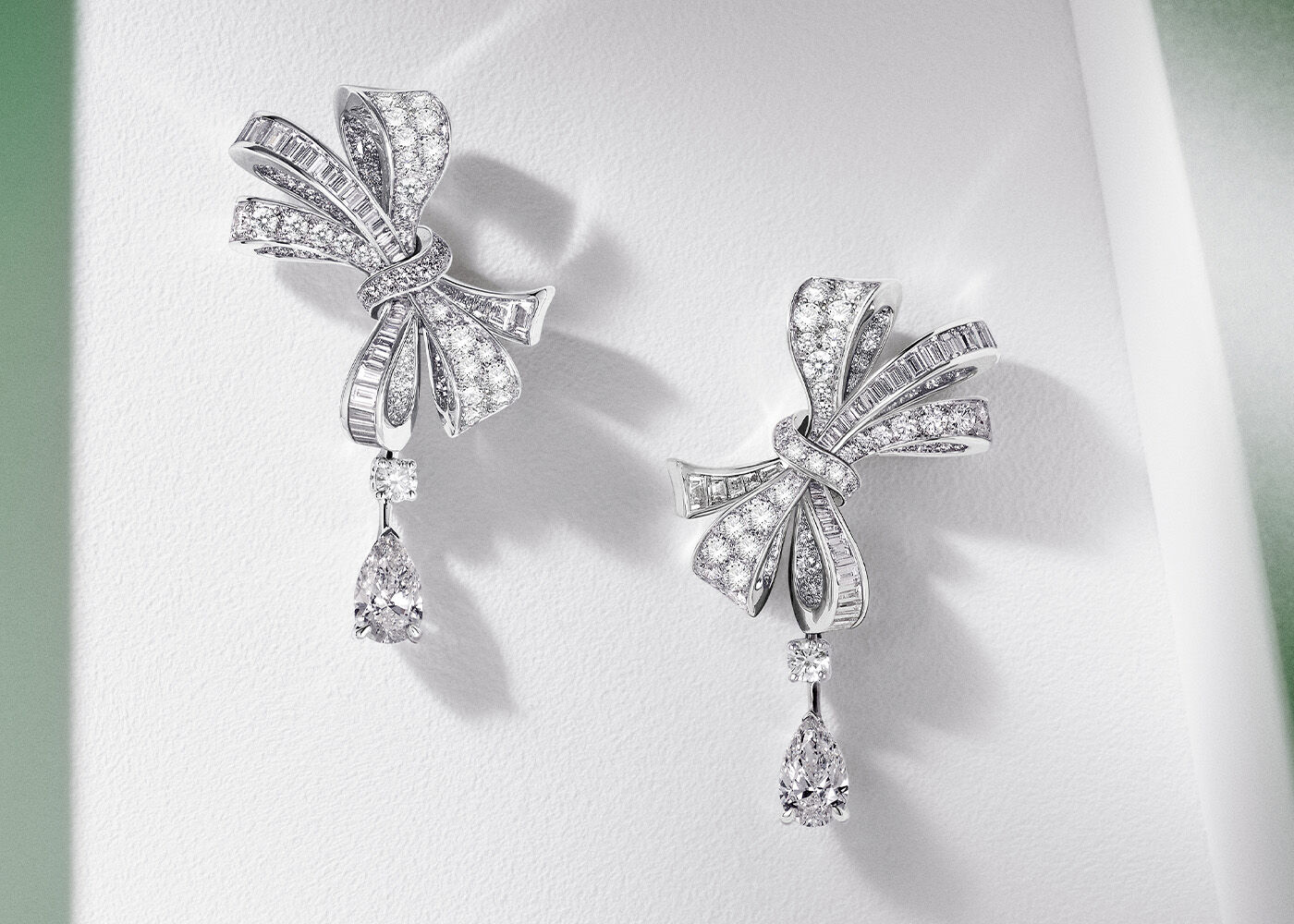 Image of Graff Tilda's Bow Pear Diamond Drop earrings
