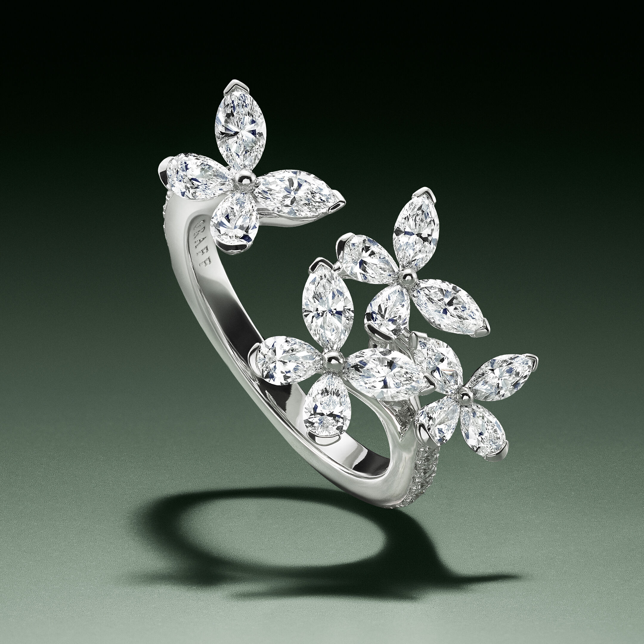 Gifts for Her - image shows Graff Wild Flower Diamond ring in Graff Ring Box