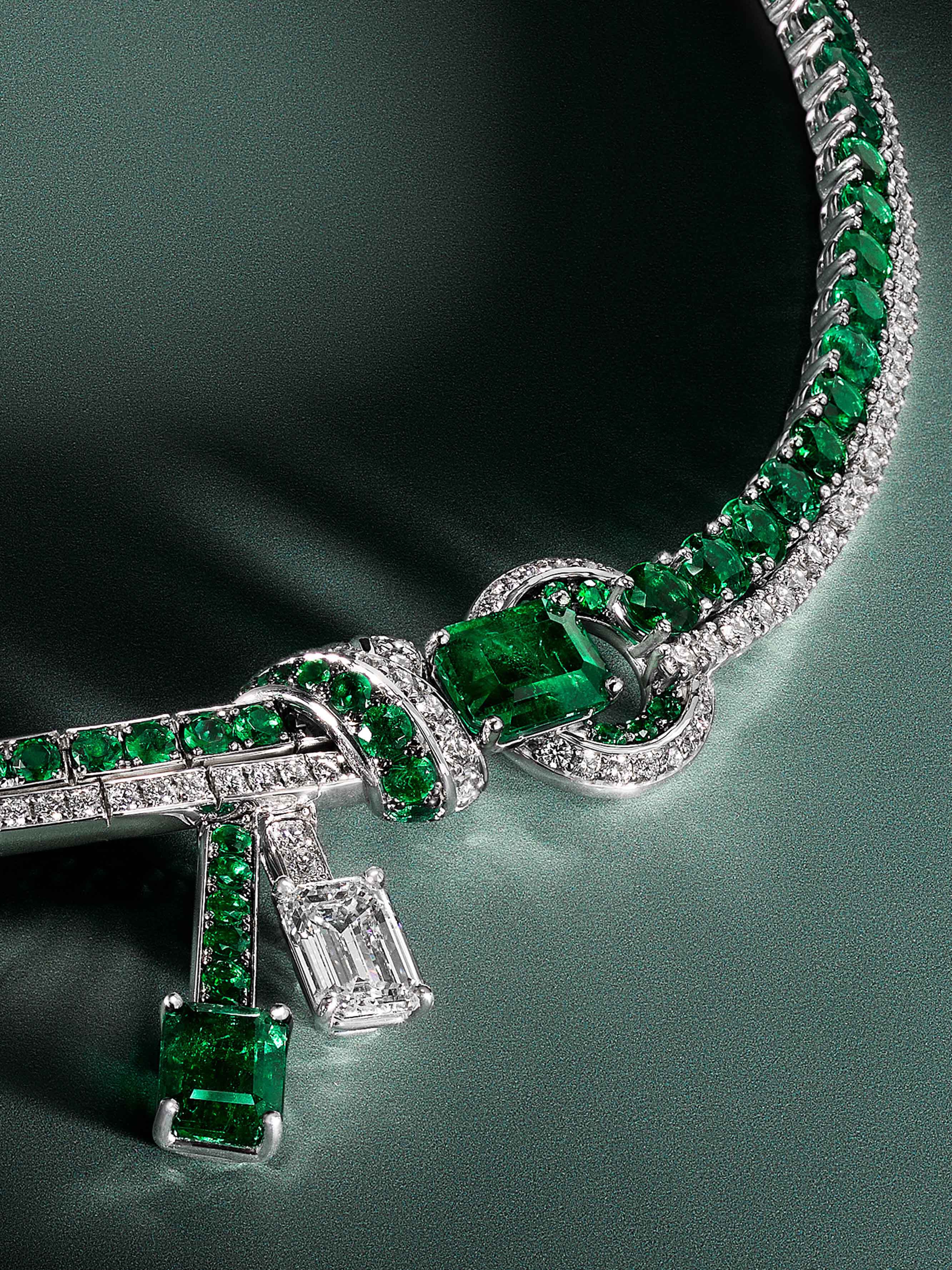 Image shows Graff High Jewellery Diamond and Emerald necklace