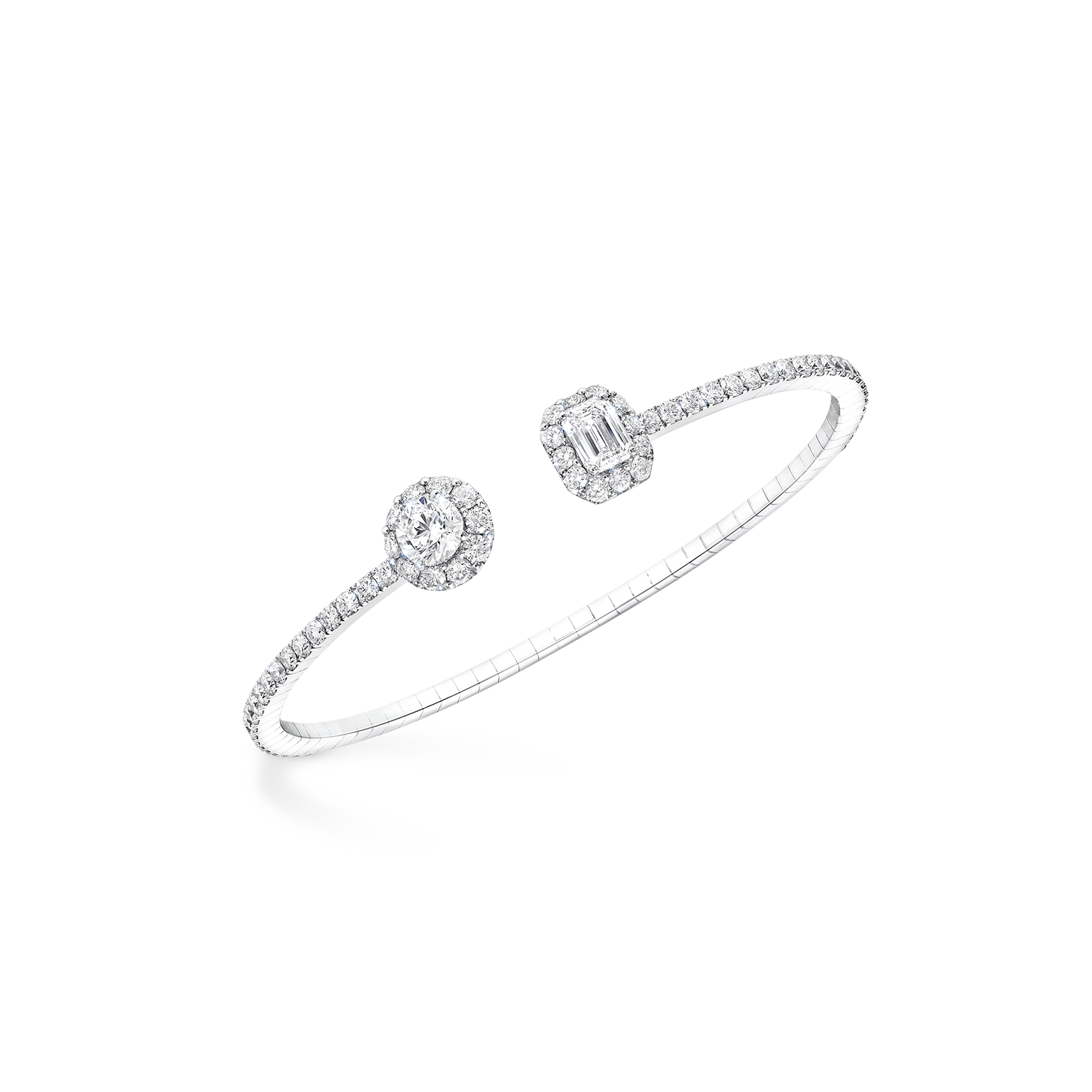 Icon Round and Emerald Cut Open Diamond Bangle