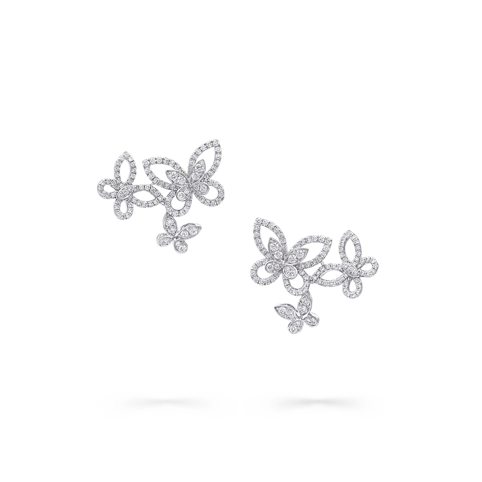 Triple Butterfly Silhouette Diamond Earrings