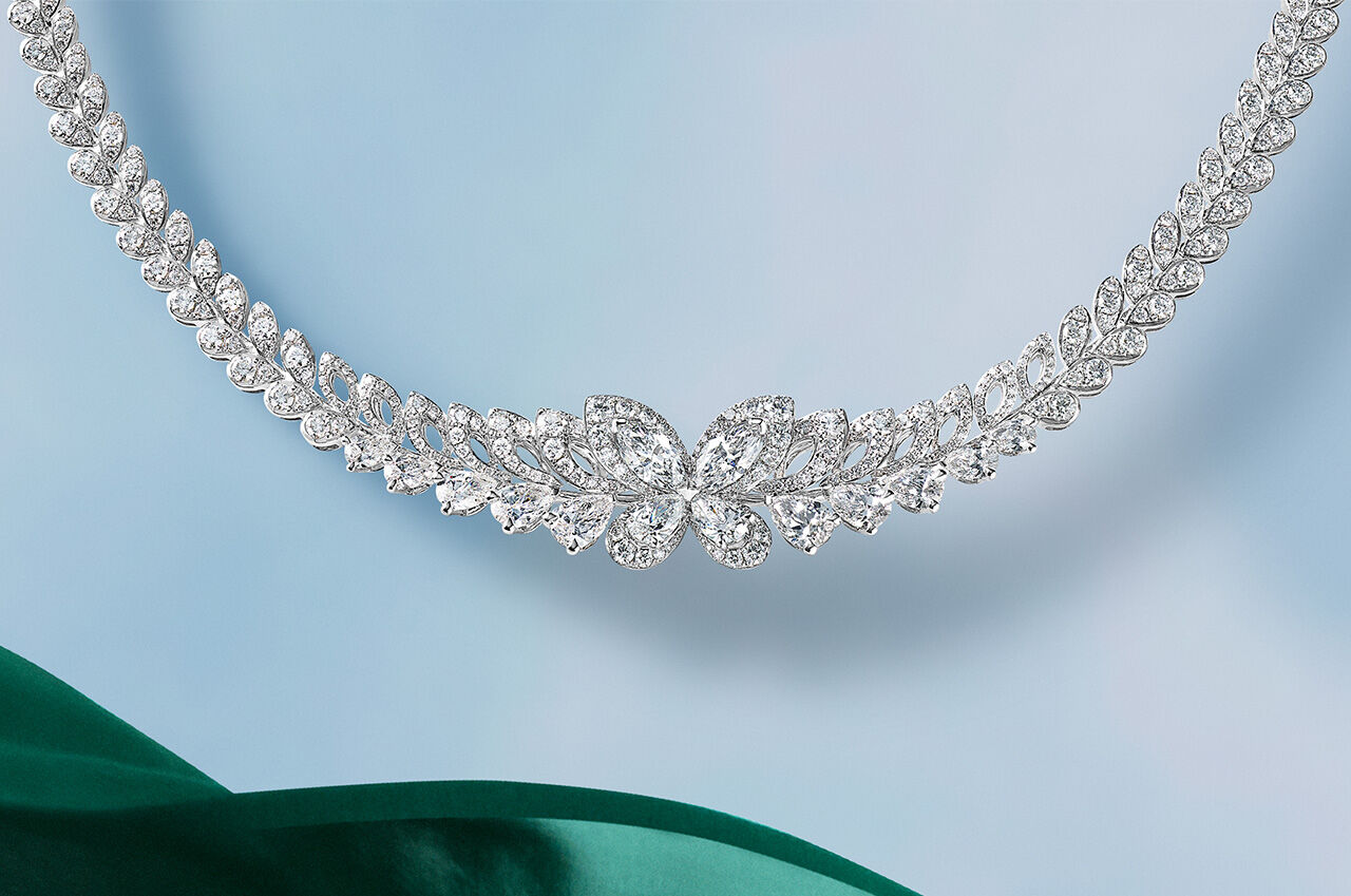 Image shows Graff Butterfly Diamond Pave necklace
