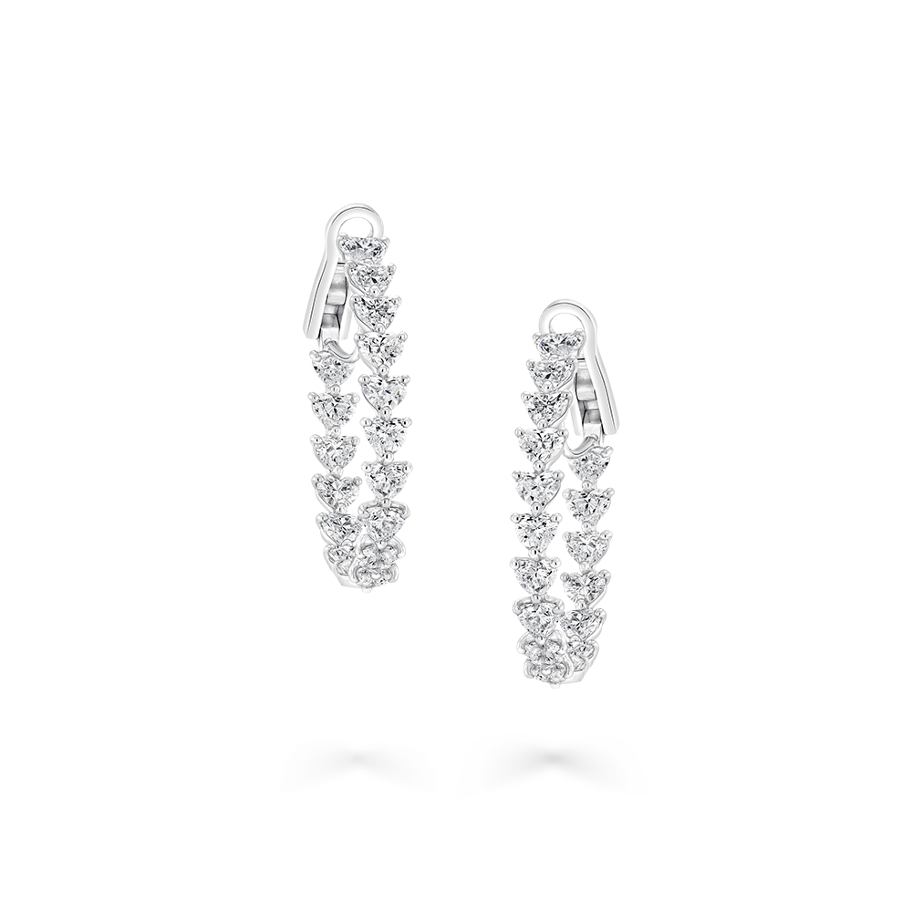 Heart Shape Diamond Hoop Earrings