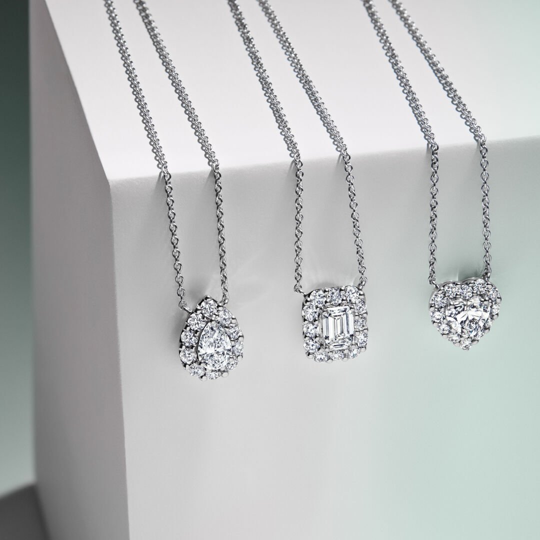 Image shows Icon Round Diamond Necklace and Icon Round Diamond Stud Earrings
