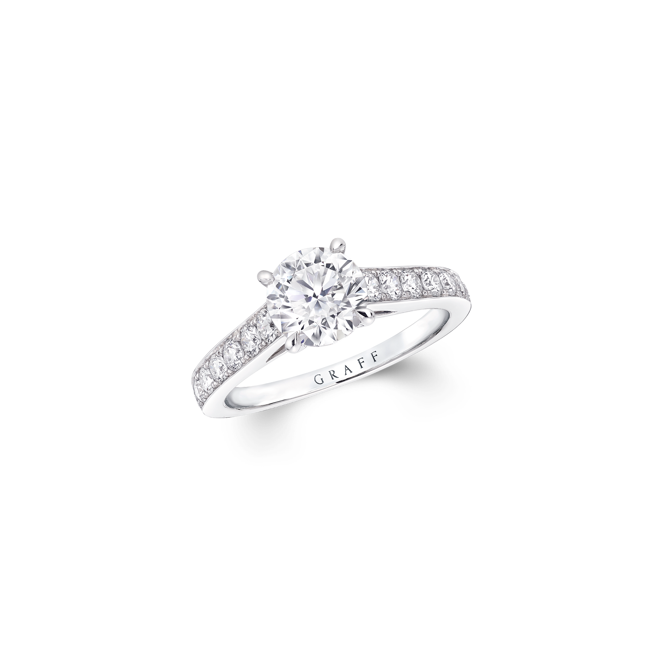 Flame Round Diamond Engagement Ring