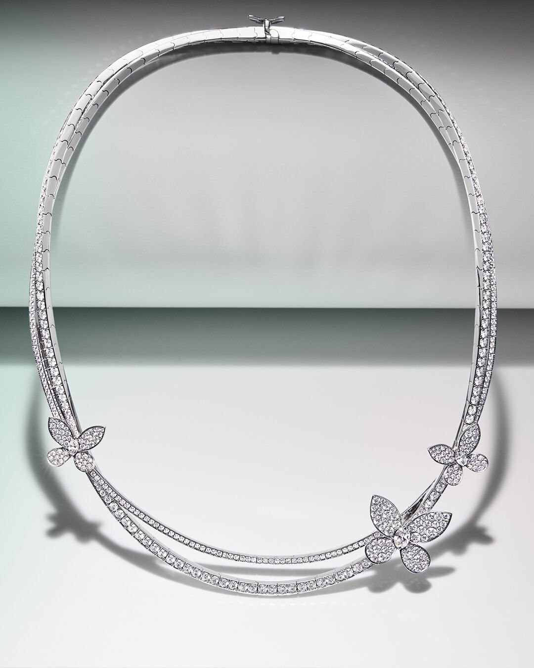 Image shows Graff Butterfly Pave diamond necklace 