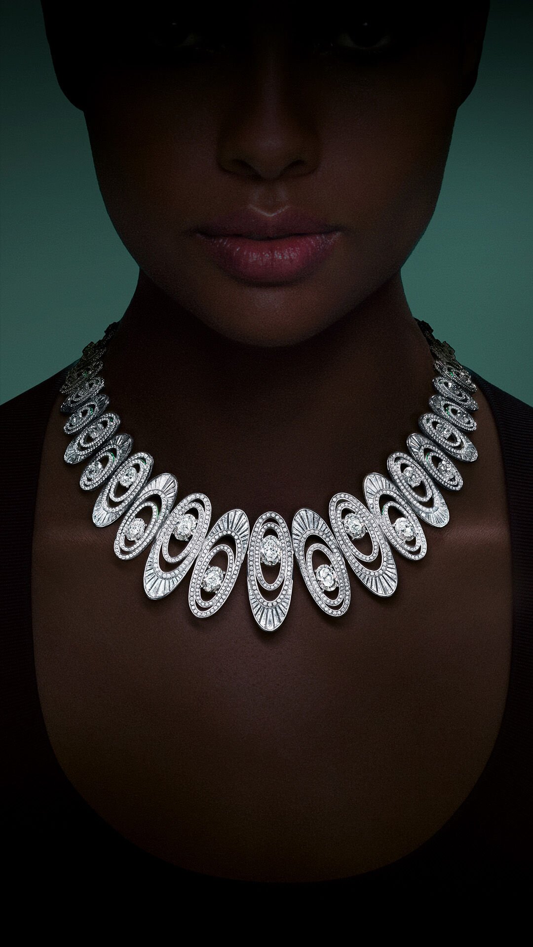 1963 - Image shows model wearing Graff 1963 White Diamond High Jewellery necklace