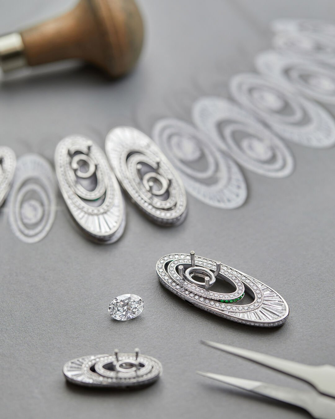 Graff The Gift of Love High Jewellery necklace being assembled in Graff workshop.