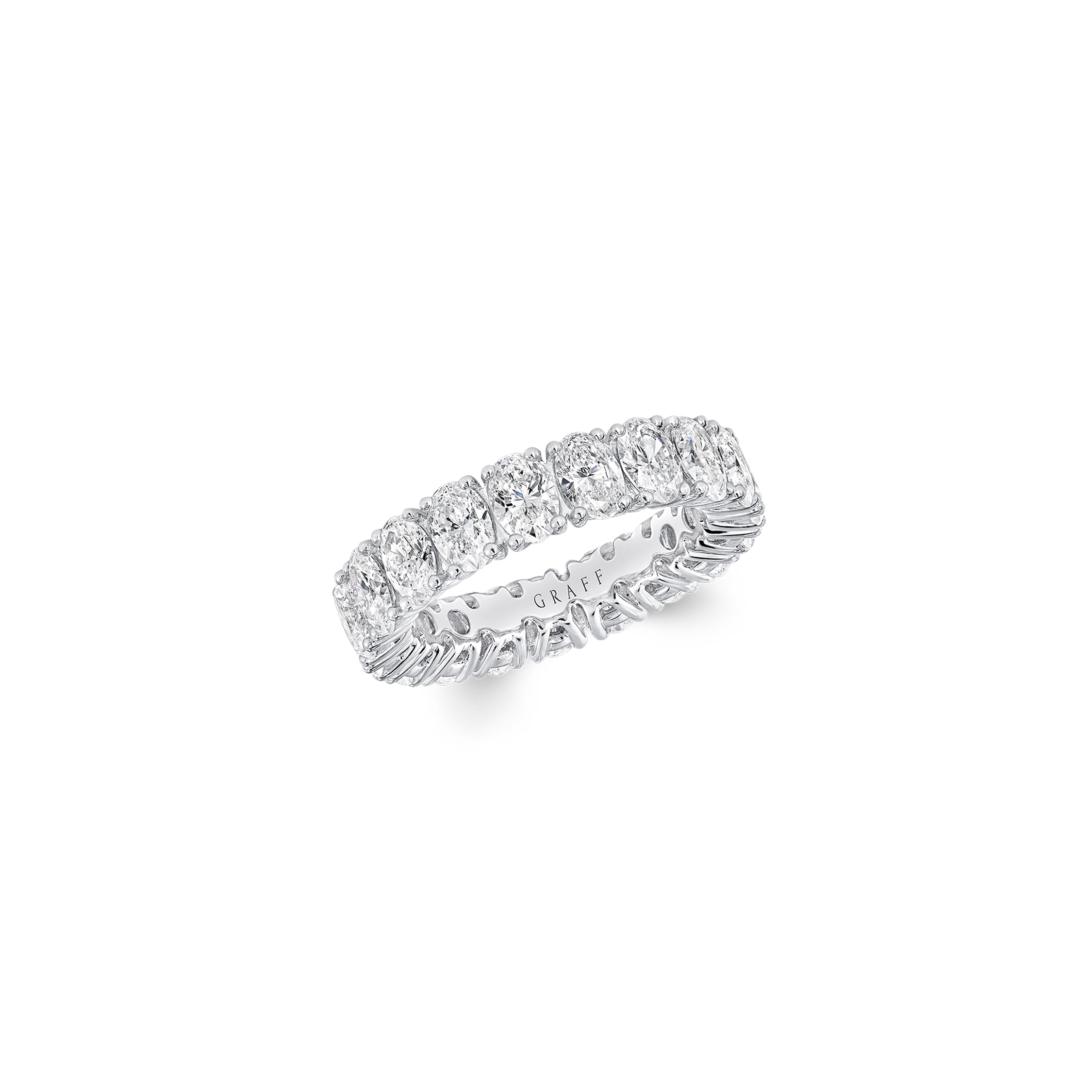 Shared Claw Oval Diamond Wedding Band