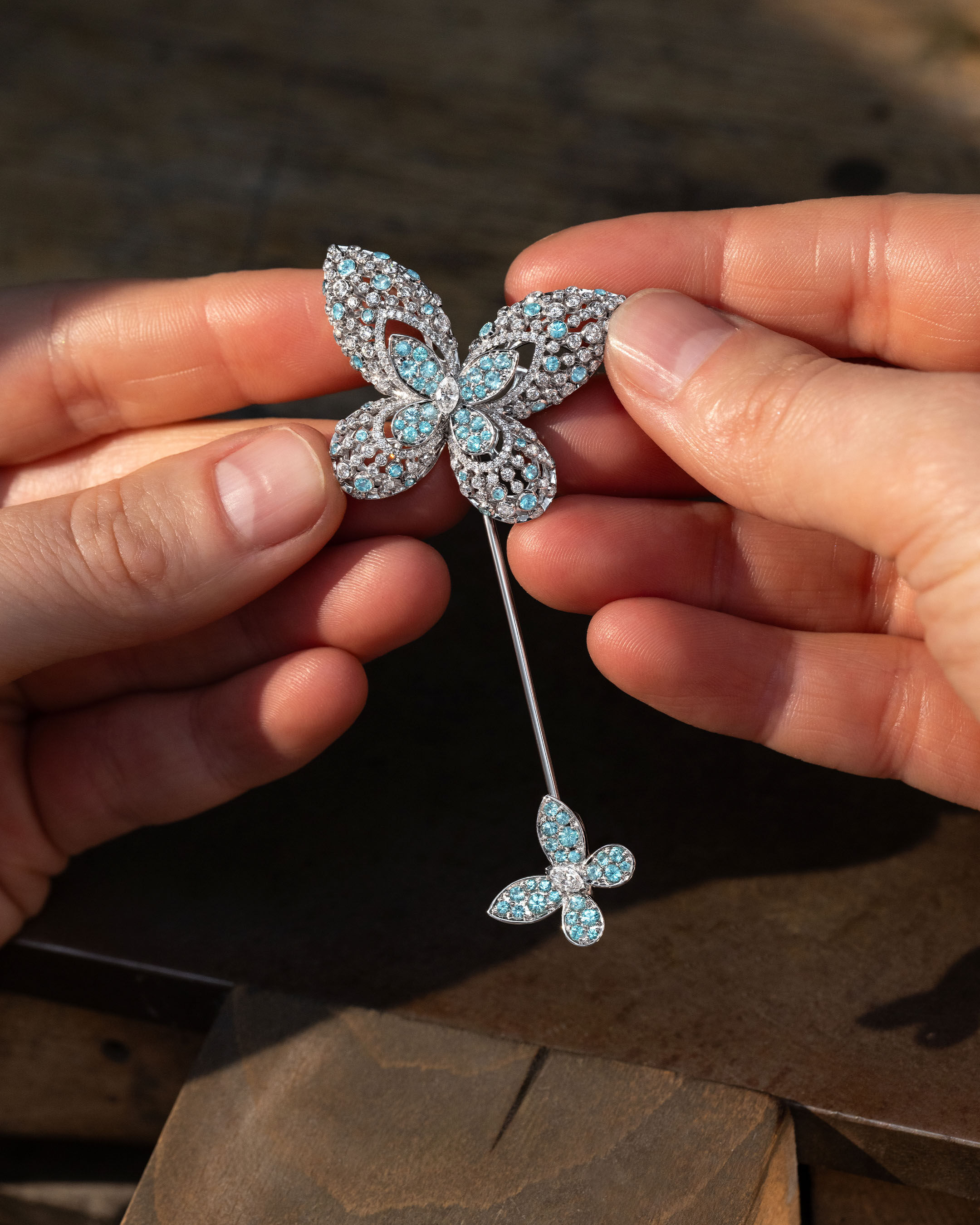 Image shows creation of Graff Butterfly Athea Brooch