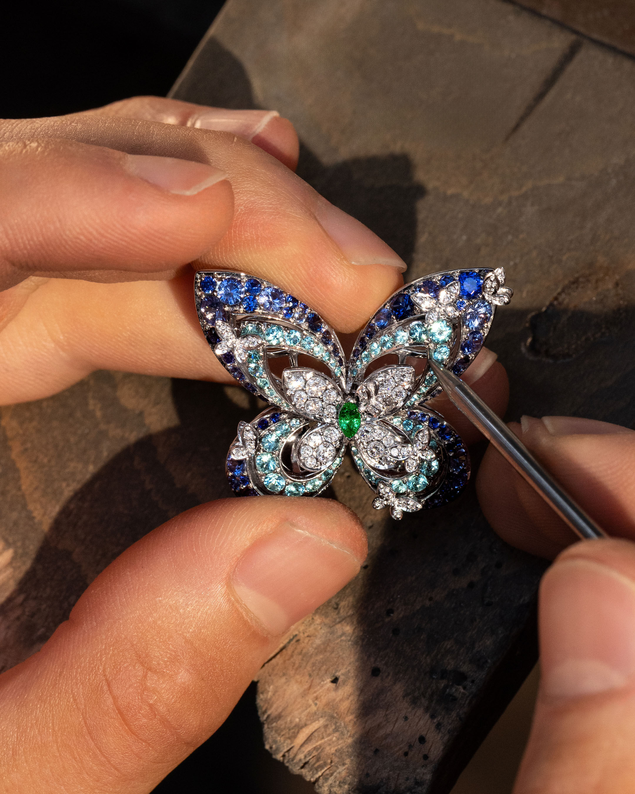 Image shows creation of Graff Butterfly Eva Brooch