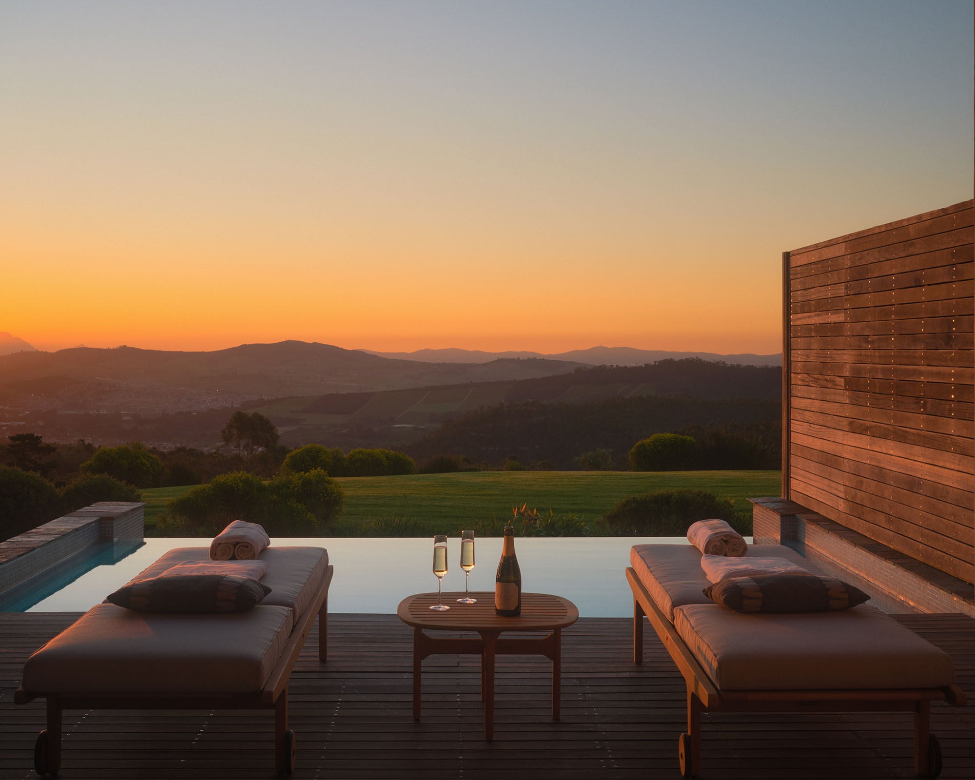 view from one of the lodges in the Delaire Graff Estate in South Africa 