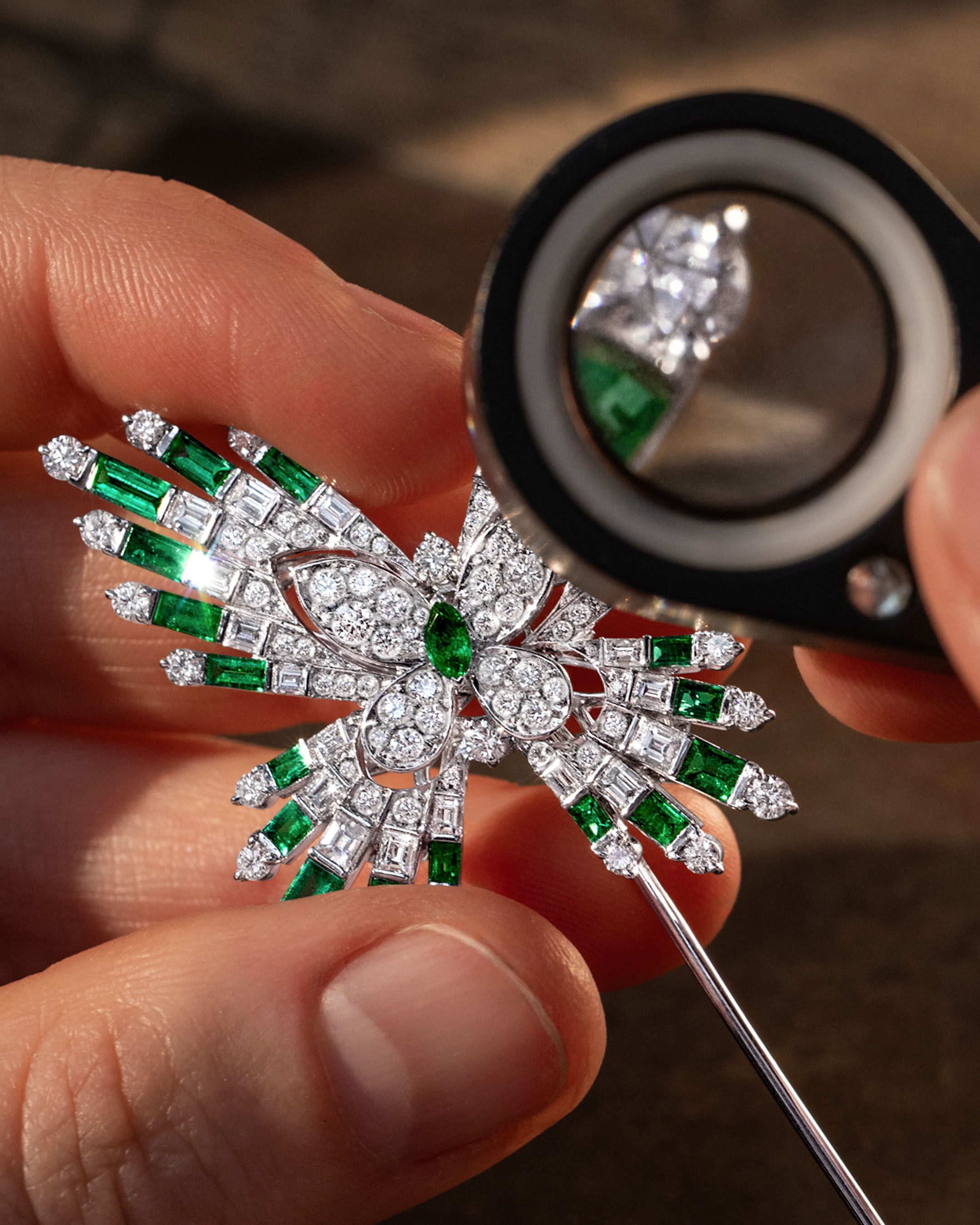 Image shows Graff Butterfly brooch being created in Graff Workshop