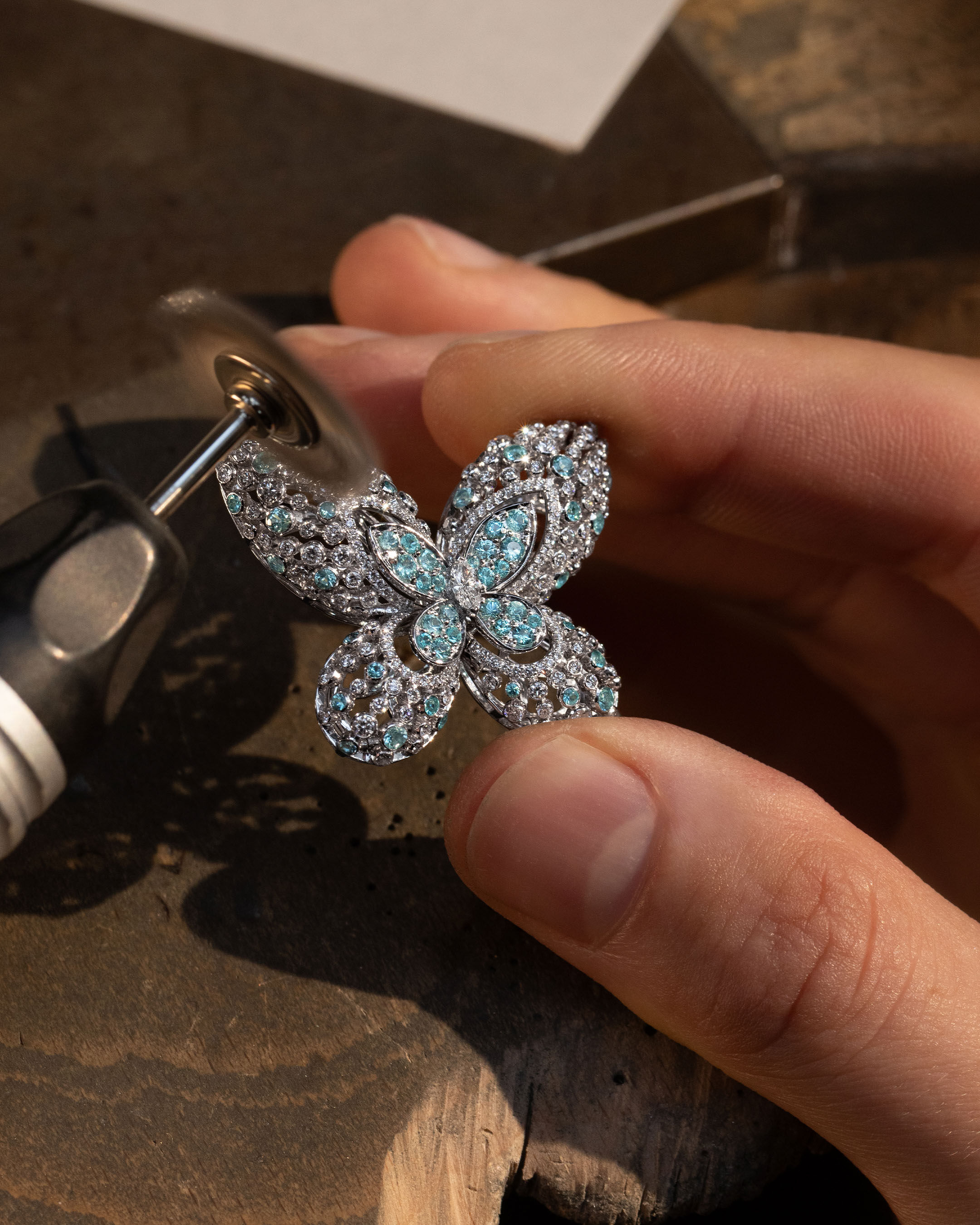 Image shows creation of Graff Butterfly Athea Brooch