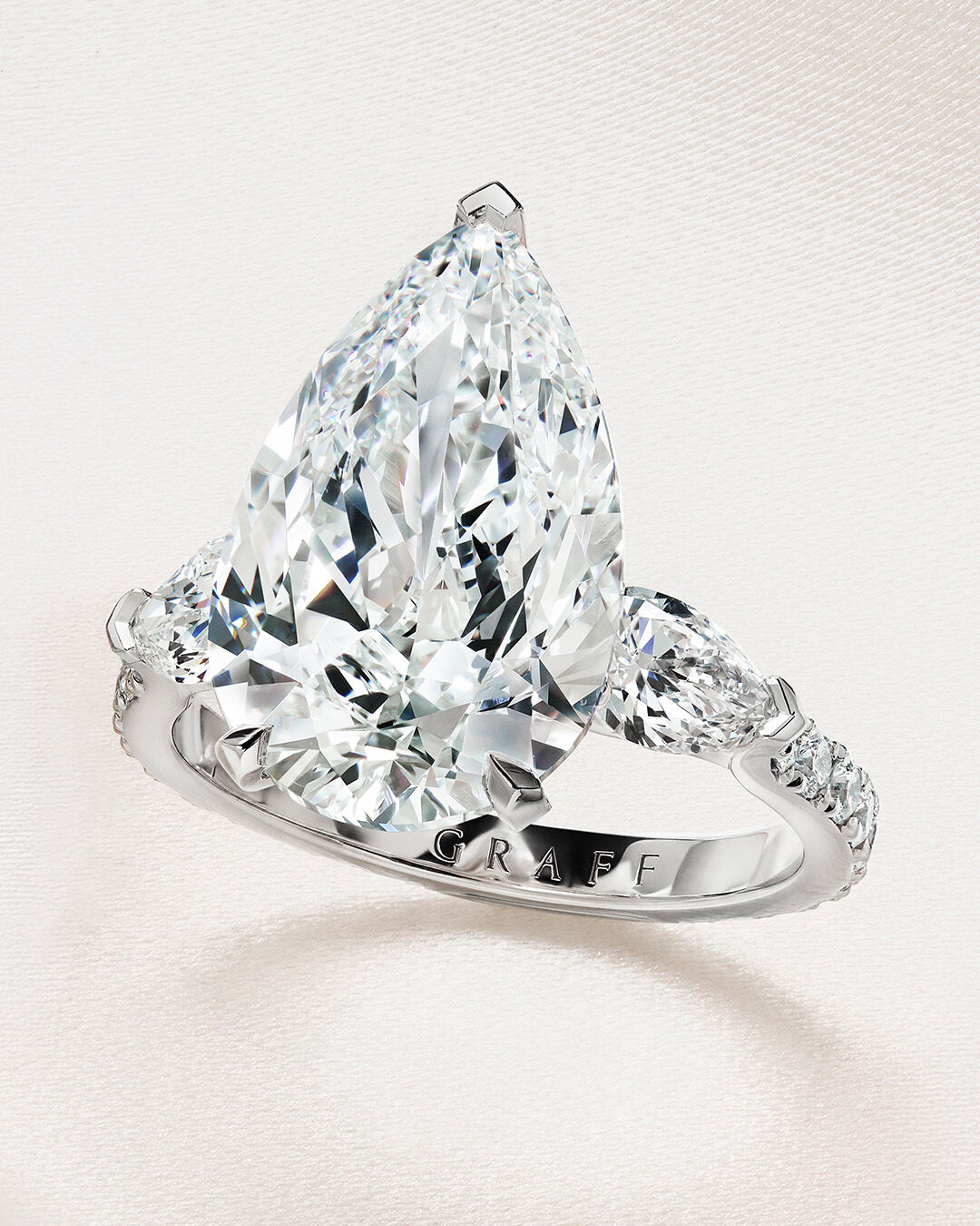 Image shows Graff diamond Pear Shape engagement ring