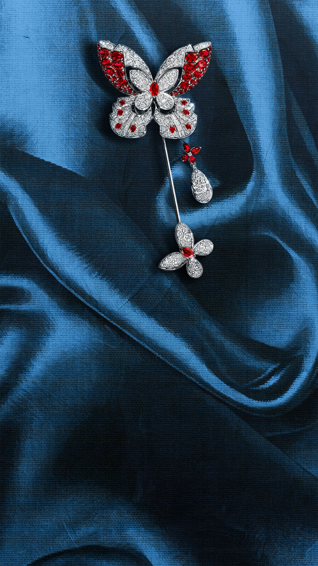 Image shows Graff Butterfly Seraphina Diamond and Ruby Brooch