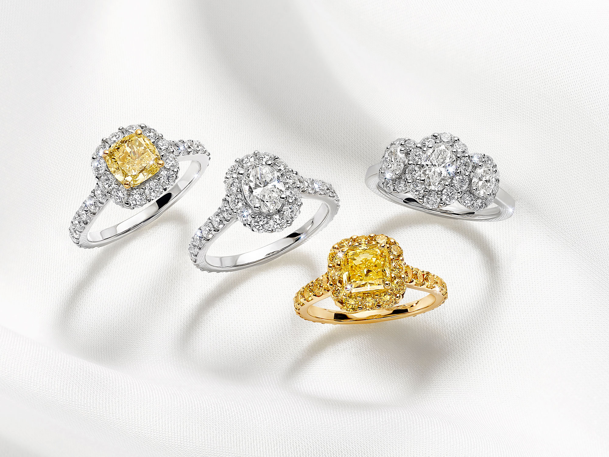 Graff Icon Collection White and Yellow Diamond Rings
