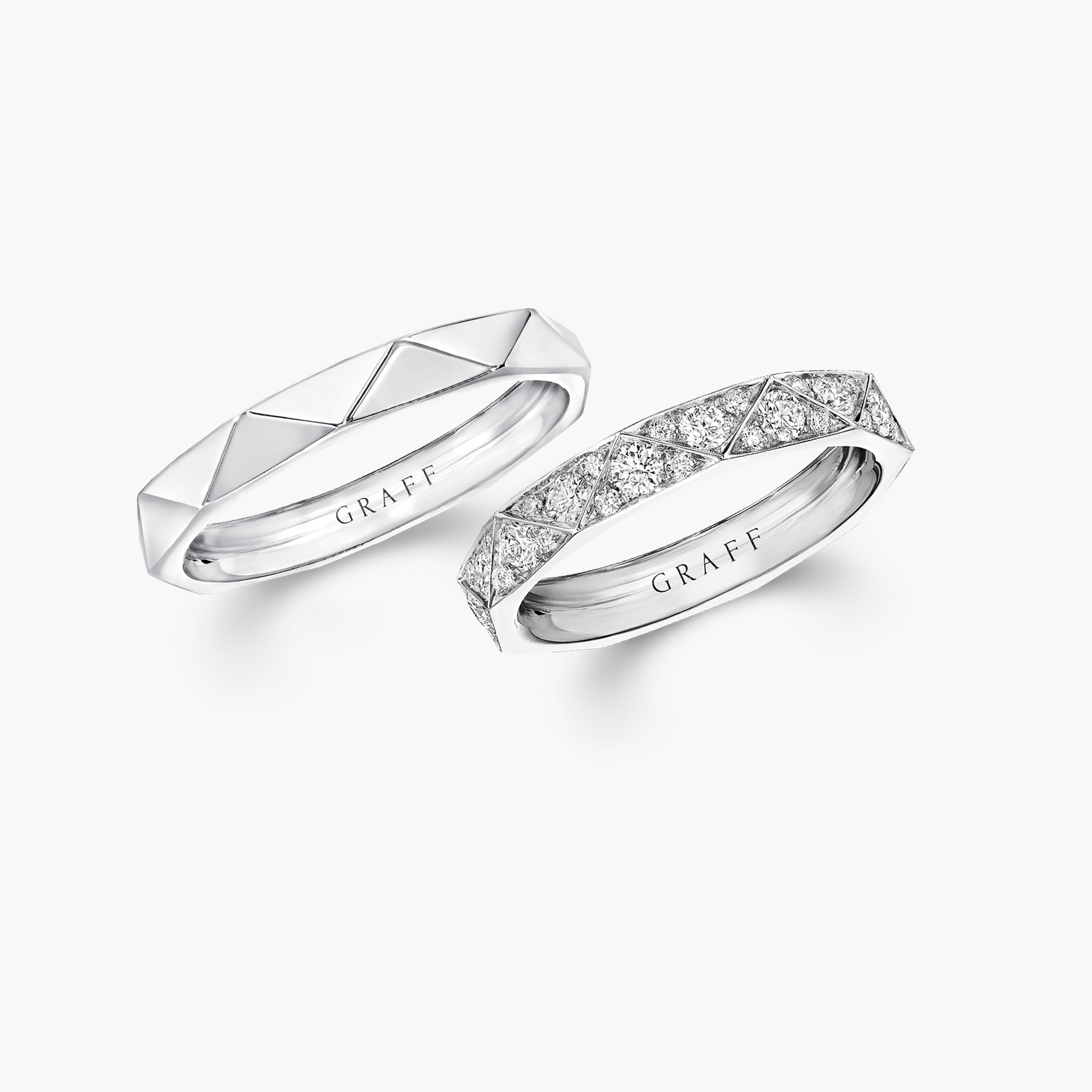 Laurence Graff Signature Diamond and Plain Band Set