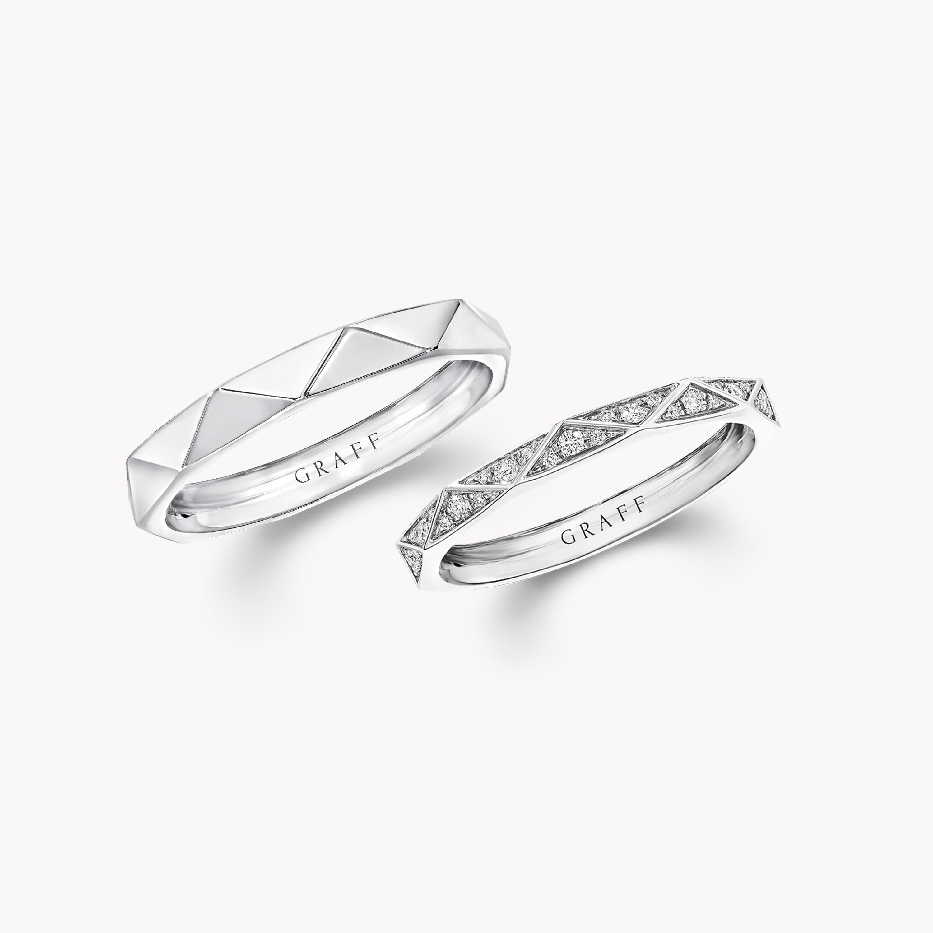 Laurence Graff Signature Diamond and Plain Band Set