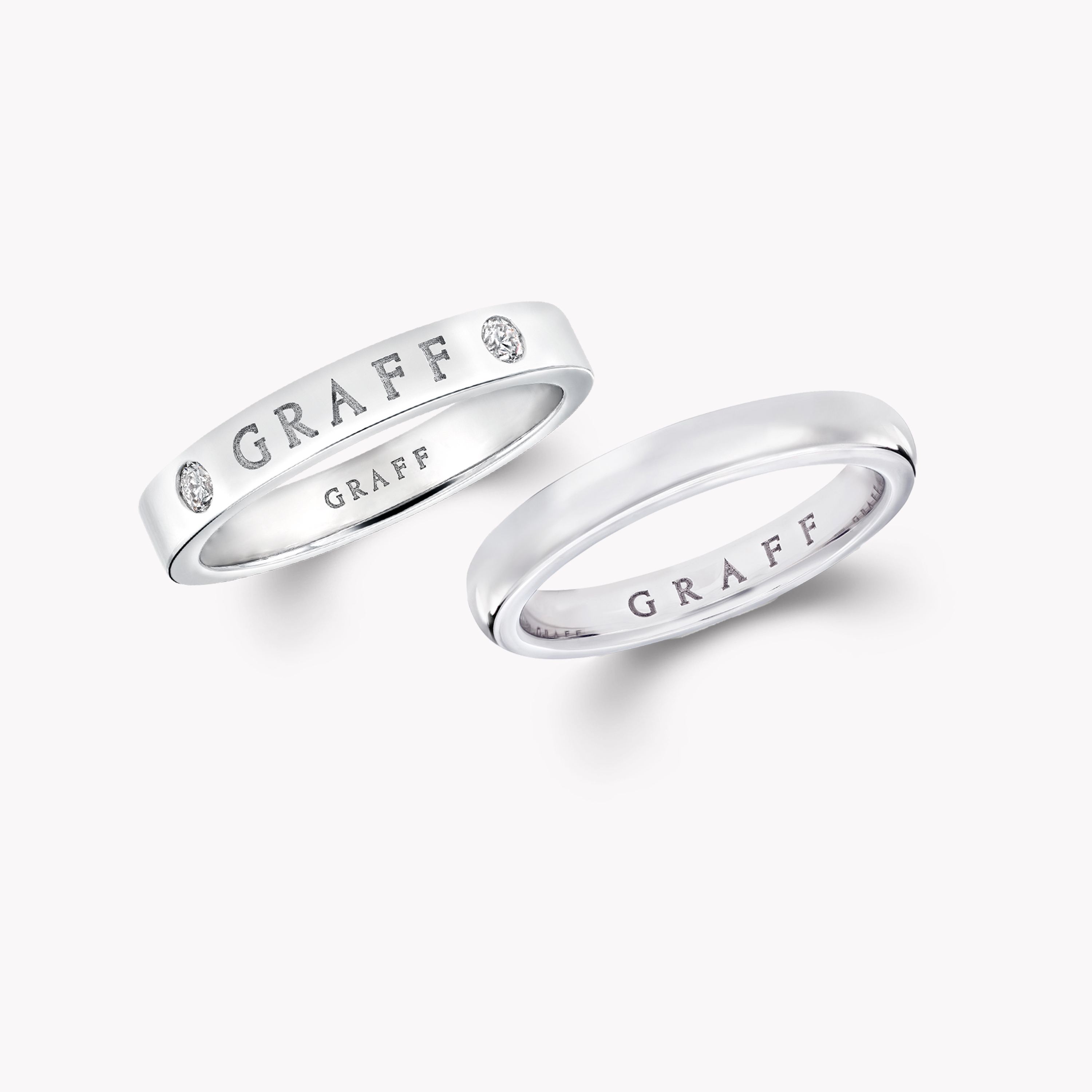 Graff Logo and D Shape Wedding Band Set